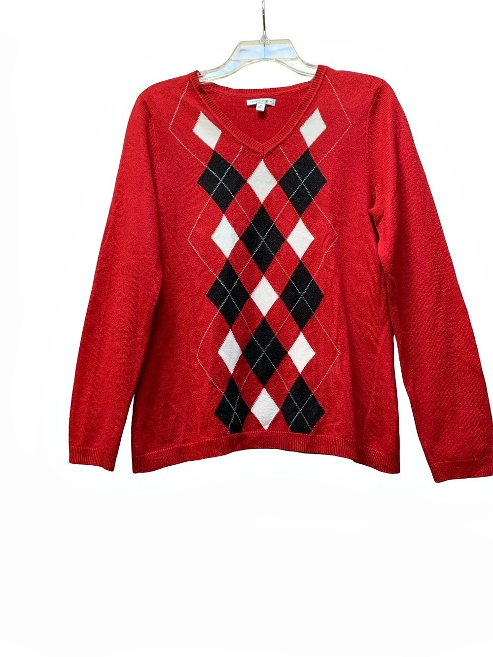 Croft & Barrow Argyle Crew Neck Sweater in Red Size Medium